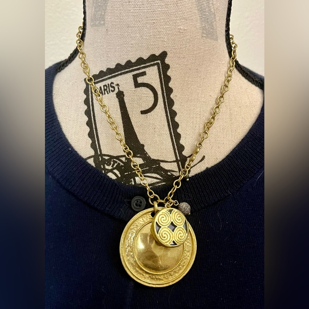 Markdown! Chico’s Goldtone Medallion Necklace with Blue Accents
